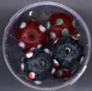 Glasperlen rund Dots orange-grün-weiss